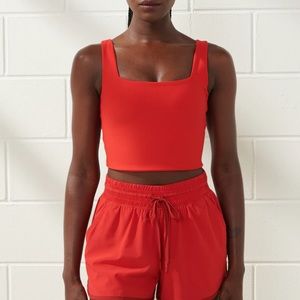 Abercrombie YPB sculptlux squareneck slim - small - Cranberry